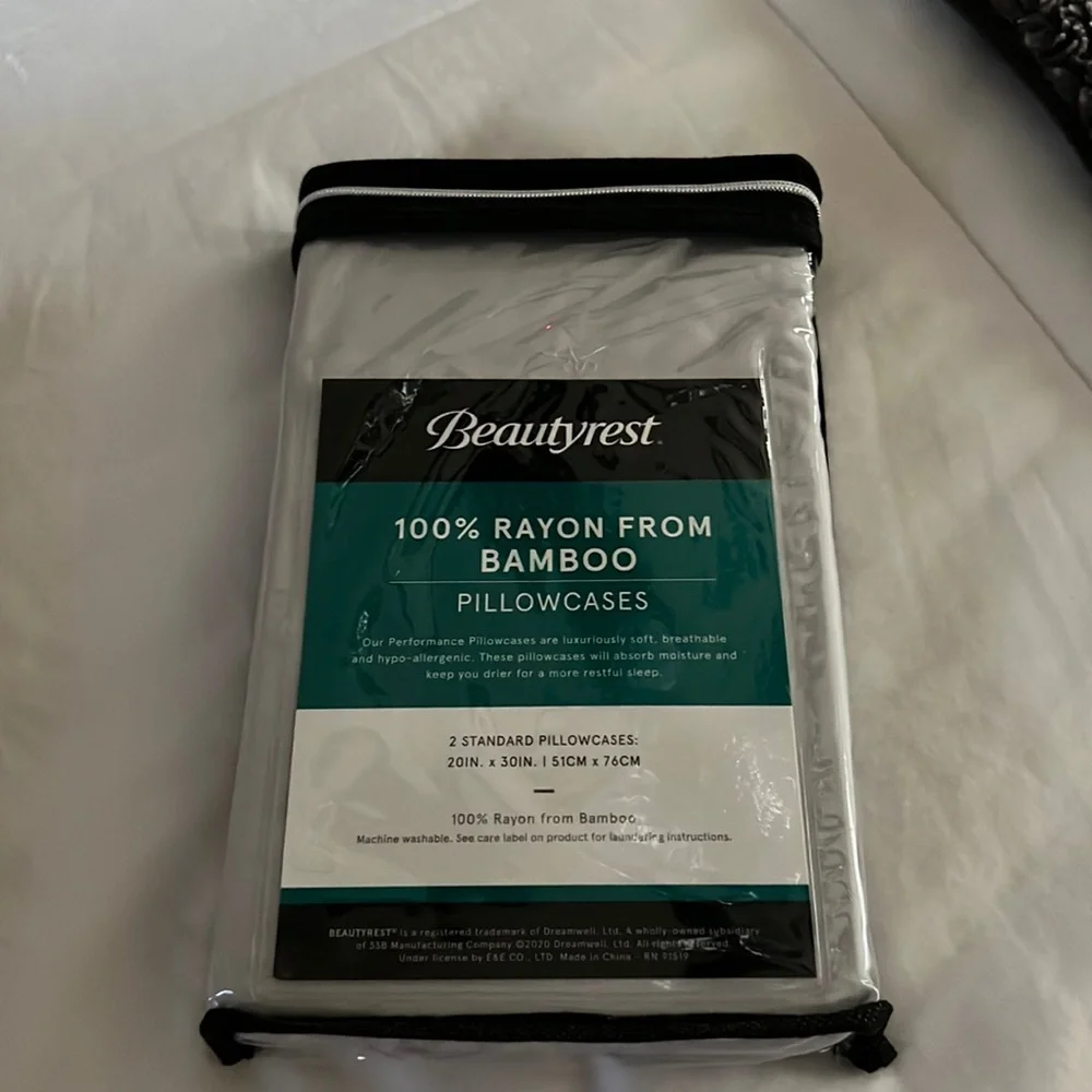 Beautyrest 100% Rayon from Bamboo Pillow Case Set Cloud Gray Cooler Than Cotton